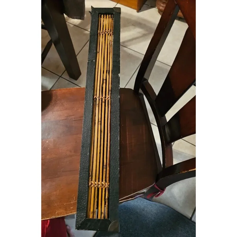 Vintage Bamboo Rattan Slatted Tray Boho Tiki Bar Decor